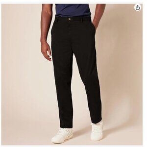 Mens Slim-Fit Wrinkle-Resistant Flat-Front Chino Pant - Black - 31W X 30L